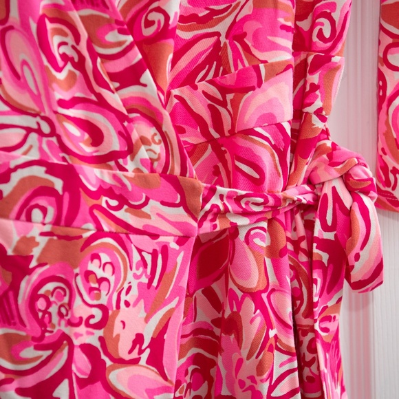 Lilly Pulitzer XL Karlie Wrap Romper Dress "Mango Salsa" NWOT Pink V-Neck Wrap - Picture 2 of 5